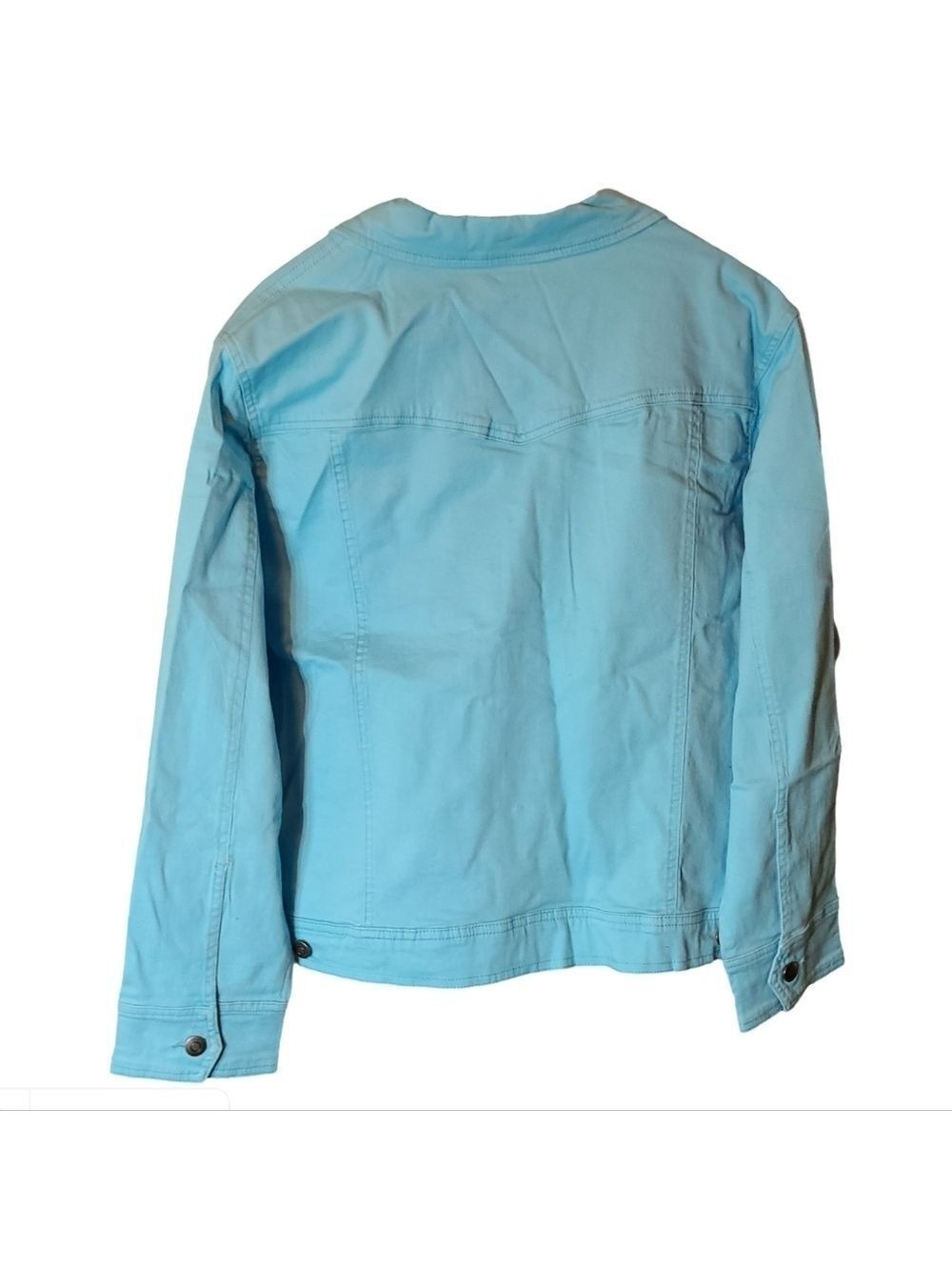 EUC WOMEN'S 1X STRETCH MINT GREEN DENIM TRUCKER JACKET SIGNATURE LEVI STRAUSS - Picture 3 of 3